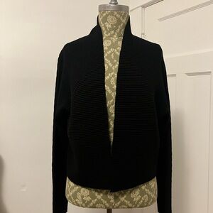 Babaton Black Open-Front Ribbed Cardigan